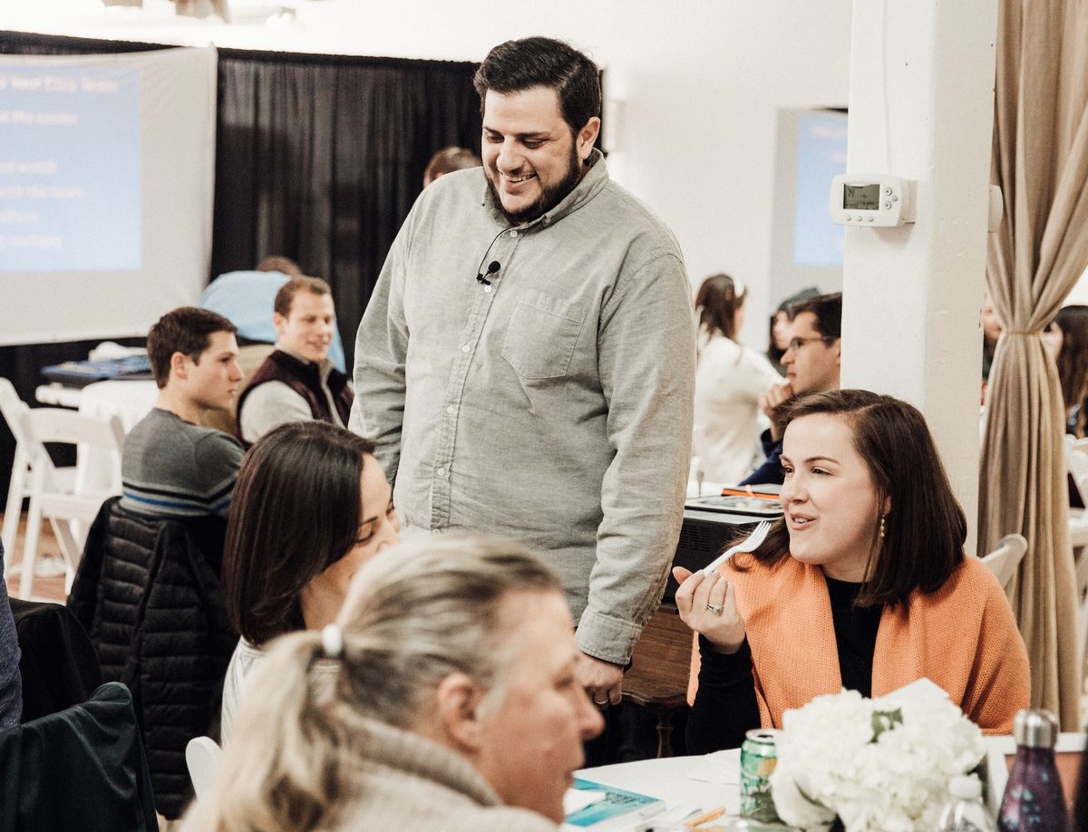 Nick Lenzi facilitating a small group discussion at Hoboken Grace
